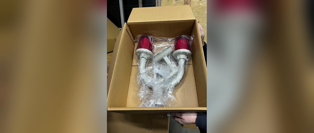Obstruction lights unpacked from their box