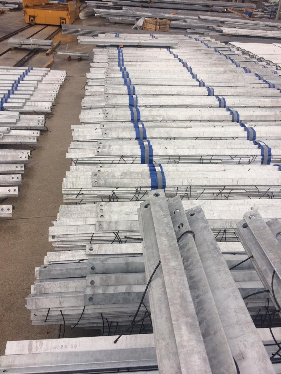 Bundles of galvanised tower steel