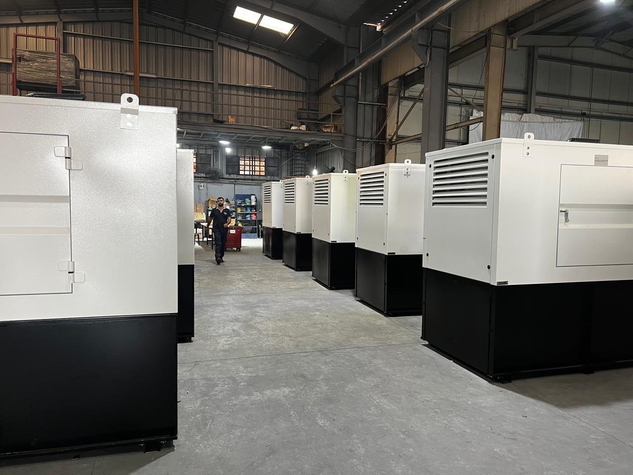 Row of diesel generators in the factory